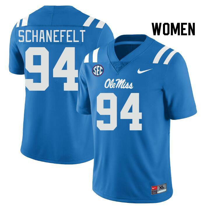 Women #94 Christian Schanefelt Ole Miss Rebels College Football Jerseys Stitched Sale-Power Blue